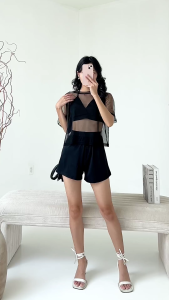 Set Đồ Bơi 3 Món Áo Lưới Croptop FILILO có Bigsize Bikini 3 Mảnh Đi Biển Đen