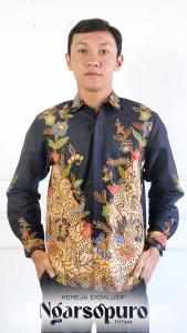 KEMEJA BATIK PRIA LENGAN PANJANG COUPLE KONDANGAN SLIMFIT KEKINIAN SVJ MURAH REALPICT