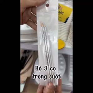 Bộ 3 cọ nét mảnh lông dài thân trong suốt vẽ tranh. vẽ nail