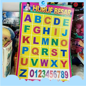 Paket 3 Poster Dinding Edukasi Anak Belajar Mengenal Hijaiyah Angka dan Abjad ABC