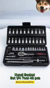 Set Kunci Sok Kunci Shock 46 pcs Mobil Motor Lengkap Socket Tool Kit set Pas Ring Motor Mobil Wrench Pas Socket Set Repair Tool