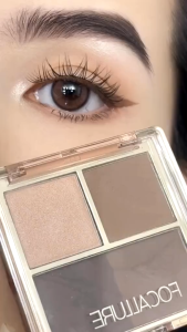 Eyeshadow Palette FOCALLURE 4 Pan FA314 | Shimmer Eyeshadow Palette 4 Shades High Pigment #AmberGold | BPOM