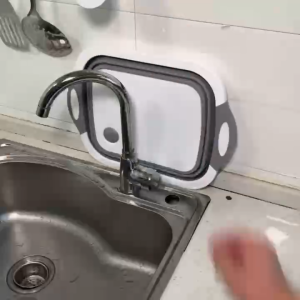 Multifunction collapsible chopping board strainer vegetable basket portable wash foldable chopping board portable chopping board cutting board kitchen drain basket plastic cutting board sangkalan plastic makapal silicone kitchen utensils set