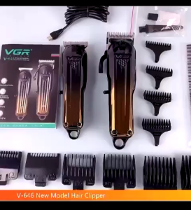 VGR V-646 Professional Rechargeable Hair Clipper Trimmer Set Powder Metallurgic Blade Digital Display 10 Guide Comb Tape