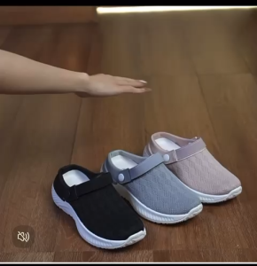 Convenient fashion style knitted material 2 way wear shoes