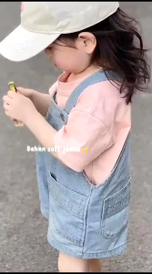 Overall Pendek Jeans Baju Kodok Anak 1-3 Th Jumpsuit Jeans Anak