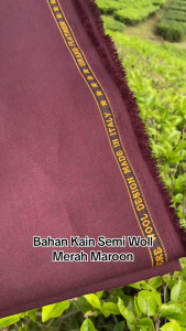 BAHAN KAIN SEMIWOOL MAROON SETELAN ATAS BAWAH BAHAN TEBAL PREMIUM