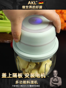 Wireless Portable Electric Food Chopper/Garlic Beater Stirrer/Home Kitchen Garlic Mashed Blender Food Processor Meat Grinder 300ml拉蒜泥神器