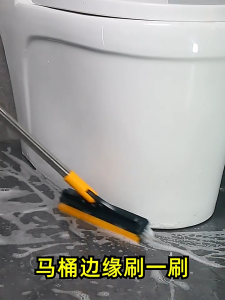 [SG Ready Stock] 2 In 1 Bathroom Floor Brush Long Handle V Shape Stiff Bristles Ground Seam Brush 120° Rotatable Toilet Scrub Brush Floor Wiper Dust Mop Cleaner Brush