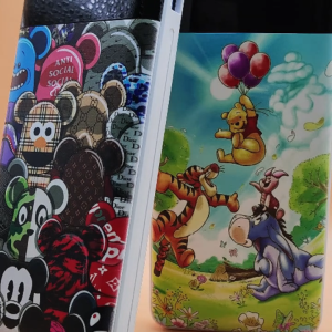 SUTU Custom Powerbank 20000 mah Fast Charging Lucu Gaya Kartun Gambar Kustom UV Mini with Kabel bawaan Type C Micro USB IOS Semua kompatibel