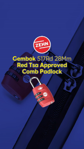 Zehn Gembok 517Rd 28Mm Red Tsa Approved Comb Padlock