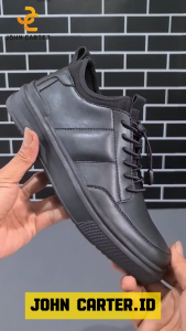 John Carter Cedric Sepatu Sneakers Kasual Pria Full Hitam