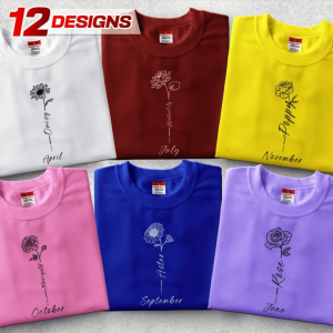 Aesthetic Birthmonth Flower T-shirt June July August September December Design
