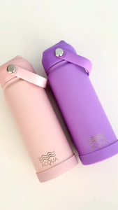 New and Improved 2023 Version Acqua Flip Sip & Go 350ml (12 oz) Double Wall and Vacuum Insulated Stainless Steel Drinking Water Bottle in Seafoam Blue