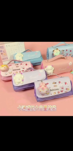 Cartoon Pencil Case Student Large-Capacity Double-Layer Stationery Bag Kuromi/KT Multifunctional