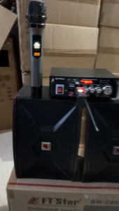 FT STAR 6 Inches  Micro Component Speaker System Set 200W(Rechargerable Amplifier+Speakers) With JBL-50s Dual Rechargerable Wireless Microphone