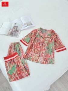Đồ bộ Nữ CARDINA chất liệu lụa satin mềm mại họa tiết in hình trẻ trung phong cách hiện đại thoải mái 4PCD03