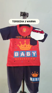 Setelan Baju bayi anak laki laki motif karakter KING BABY usia baby 3-15 bulan - MAX BB 10 kg