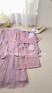 EmmaQueen - Dress Heidy Kids Gamis Anak Perempuan Katun Tile Kombinasi Brukat Mutiara Wudhu Friendly Karet Pinggang