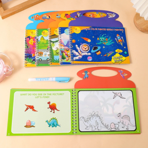 สมุดระบายสี พร้อมปากกา ใช้ซ้ำได้ Magic Water Book สมุดระบายสีด้วยน้ำเปล่า เมื่อแห้งสีจะหายไป มีคำศัพท์ภาษาอังกฤษ ใช้สอนคำศัพท์ได้อีกด้วย
