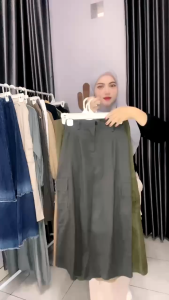DNHG MAXI SKIRT: Rok Cargo Maxi Wanita Rok Kekinian Rok Cargo Wanita Twill Premium - Model Terbaru