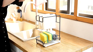 Kitchen Towel Hanger Rag Cloth Sponge Soap Holder Storage Organiser Rack Drainer Caddy Drying Shelf Dapur Rak Gantung
