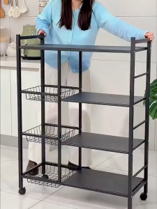 G-Wind พร้อมส่ง!!! W56 ชั้นวางของในครัว ชั้นวางของเอนกประสงค์ พร้อมหล้อ เคลื่อนย้ายได้ ชั้นวางของในครัว ประหยัดพื้นที่ในบ้าน มัลฟังก์ชั่น