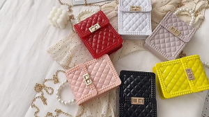 Perfect Choice Ruffah Jelly Mini Bag Style Pearl Fashion Chain Shoulder Crossbody Mobile Phone Bag for Women Sling Bag