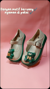 Sepatu FlatShoes Anak Perempuan Karet Jelly Import Kekinian Motif Beruang 601-2S/601-2M (24-35) Sepatu Flatshoes Terbaru kekinian