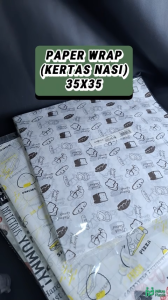 Kertas Nasi Motif 35x35 cm Paper Wrap 100 pcs Printing Laminasi Food Grade Burger Kebab Dragon Pack Koran Roti Yellow Love Daun