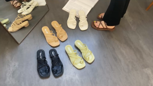 ONLYFOOT Flat slippers For women Flip Flop Slides Sleepers Beach Slippers Tsinelas Slipoers Three Strap 3cm Sofe（Add one size）black white beige#620