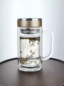 [Ready Stock]Double Layer Insulated Glass Cup Thermos Cup Double Glass Cup Vacuum Flask Thermal Resistant Tea Cup R3404