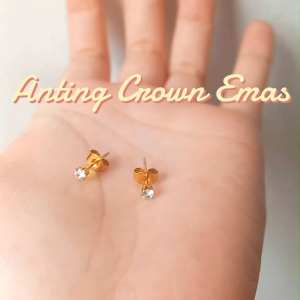 Anting Tindik Tusuk Titanium Anti Karat Lapis Emas Wanita Pria Model Mata Satu Tiar4 - Lovelybutik