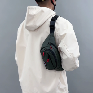 Men Women Fanny Pack with 4-Zipper Pockets Sling Bag with Adjustable Strap Fashion Waist Pack for Travel Hiking Running