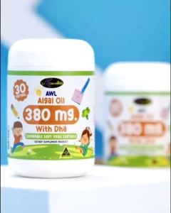 DHA Algal Oil With DHA ออสเวลไลฟ์ ดีเอชเอ 380mg. อาหารเสริมเด็ก เคี้ยวได้ รสส้ม by. Auswelllife ( 1 กระปุก 30 เม็ด )