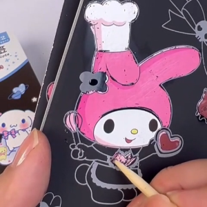Sweetybayibayi Sanrio Colorful DIY Scratch Drawing Book for Kids Creative Doodle Scratch Paper For Kindergarten Art