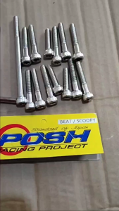 Baut Blok Mesin CVT Beat Scoopy Chrome Full Set Isi 14 Pcs Posh