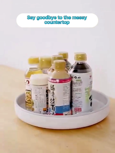 Ecoco Rotating Spice Rack  Lazy Susan Turntable Storage Organizer Spinning Makeup  Organizer for Kitchen Cabinet Panty