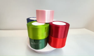 ริบบิ้นผ้าซาตินแกนโฟม หน้ากว้าง 5 ซม.ความยาว25หลา R506 ริบบิ้นผ้าห่อช่อ ริบบิ้นผ้าสีพื้น DIY พร้อมส่ง