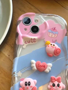 Case Samsung A02S A03S A05 A05S A12 F12 M12 A13 Lite A23 A15 A22 M22 M32 4G 5G Casing Softcase Silicon Motif 3D Cute Kirby With Lanyard And Camera Protection