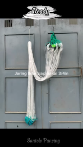 Jaring ikan siap pakai 3/4 in (tiga perempat in) senar 012mm Tinggi 18m panjang 25m Pemberat Timah Jaring Pukat Jaring Ikat Murah Jaring Ikan Bentang