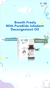 PURE KIDS Inhalant Decongestant Oil 10ml Pelega Hidung Tersumbat / aromaterapi/ bau bauan/ oles oles/ pilek anak