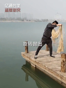 Jaring pengecoran tangan garis ban tradisional jaring lempar tangan jaring cor kuno jaring ikan jaring ikan jaring penangkap ikan jaring pemintalan