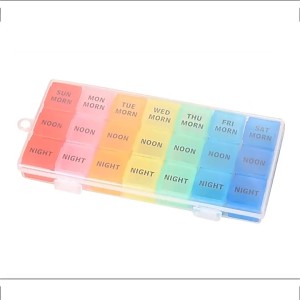 Pill Box Monthly Medication Organizer Storage Organizer Storage Case 7 Day Organizer Weekly Organizer 3 Times a Day Daily Large Container Pocket Travel Medicine Storage Cases Kit Medicine 21 Compartment Case Pill Packaging Box