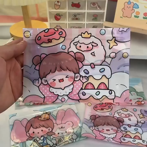 1 Pc PVC Cute Cartoon Girl Zip Lock Bag/Gift Bag/Storage Bag/Packaging Bag/Food Snack Candy Sealed Bag
