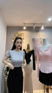 Áo thun nữ cộc tay cổ tròn kiểu dáng cơ bản form ôm co giãn free size dưới 55kg - trieuduong07