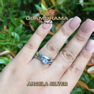 Glamorama Couple Rings: "Angela" Engagement & Wedding Ring Set