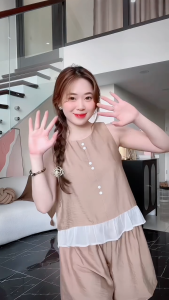 Đồ ngủ nữ [Bunnysky] đồ mặc nhà áo sát nách quần đùi mát mẻ đồ bộ nữ mặc nhà mặc đi ngủ