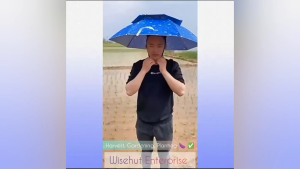 [Umbrella Hat]Camping Glamping Fishing Gardening Folding Umbrella Hat Elastic Headband Drawstring-52cm/69cm