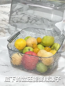 ห้องครัว ตะกร้าระบายน้ำสองชั้น อ่างผัก ตะกร้าผัก ตะกร้าข้าว ตะกร้าเก็บอ่างผลไม้ ตะกร้าผัก ฝาครอบผัก